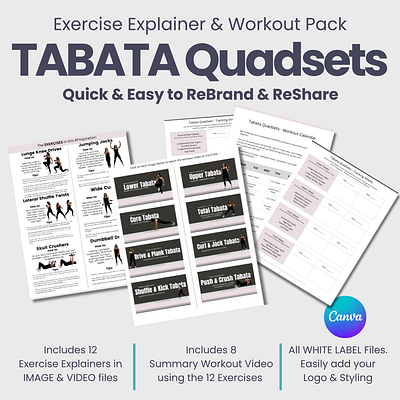 White label exercise explainer ;Tabata quadsets